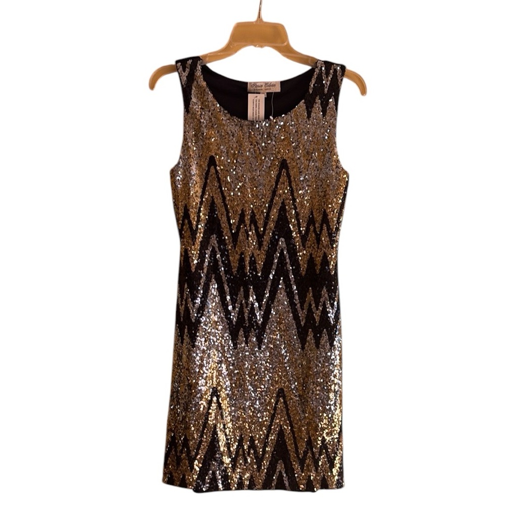 Gold and Black Sequin Chevron Dress size medium
